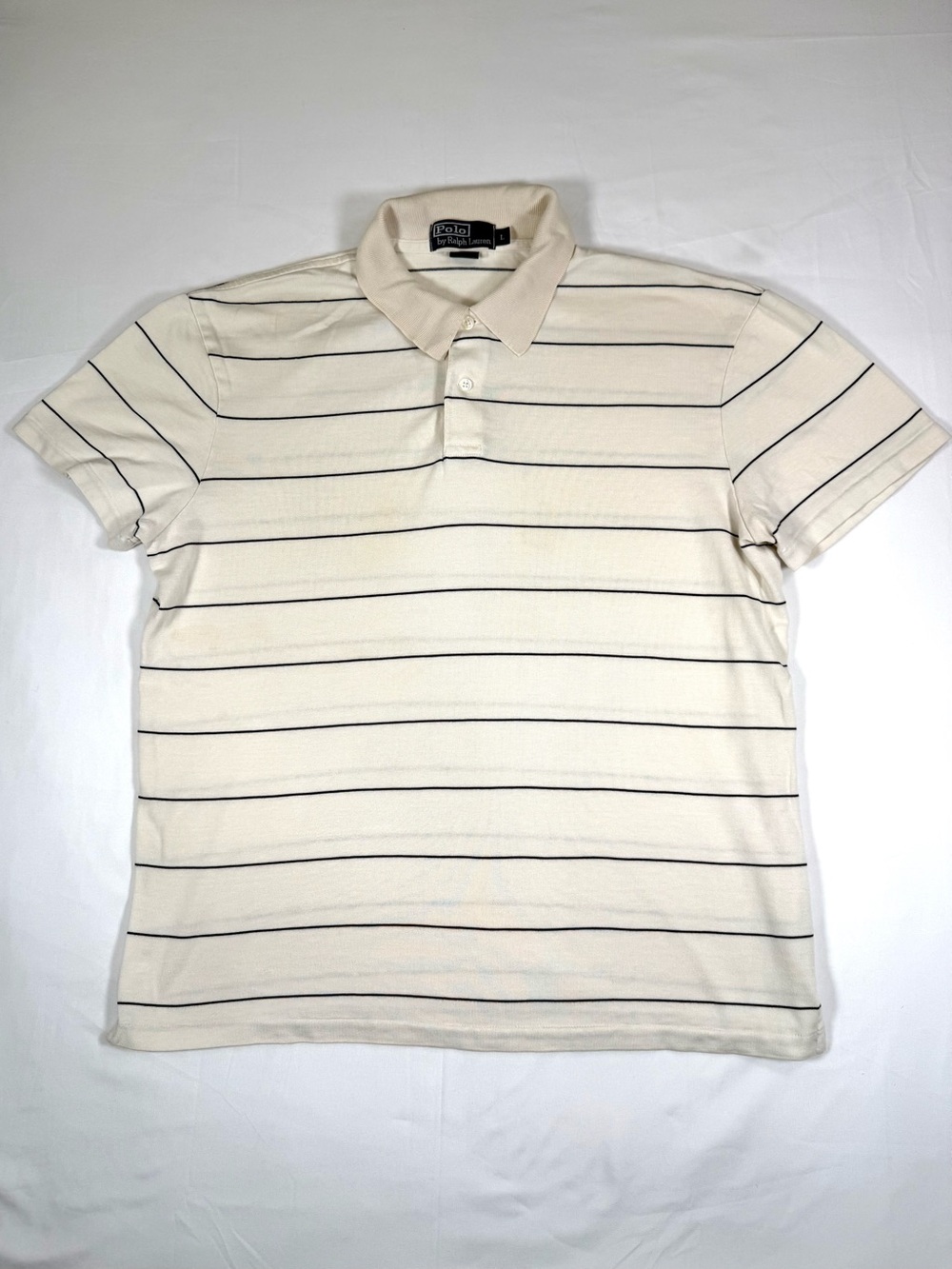 VINTAGE POLO RALPH LAUREN Mens Silk Cotton Polo Shirt L 90s Striped Preppy